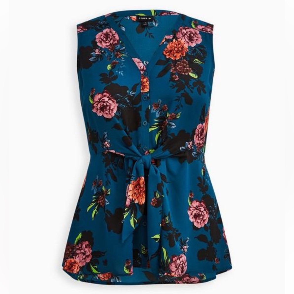 Torrid Peplum Georgette Button-front Tie-front Blouse